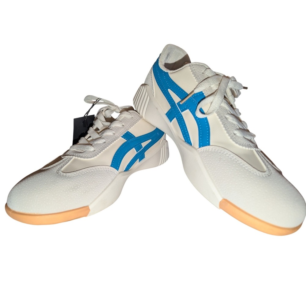 NWT DE FLORENCE Italian Women's Retro Cream Blue Suede Low Top‎  Sneakers Size 8